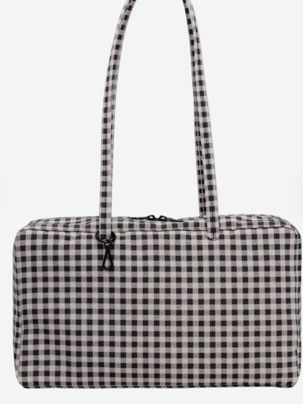 BRAND NEW BAGGU Black and White Gingham Medium Bowler Bag